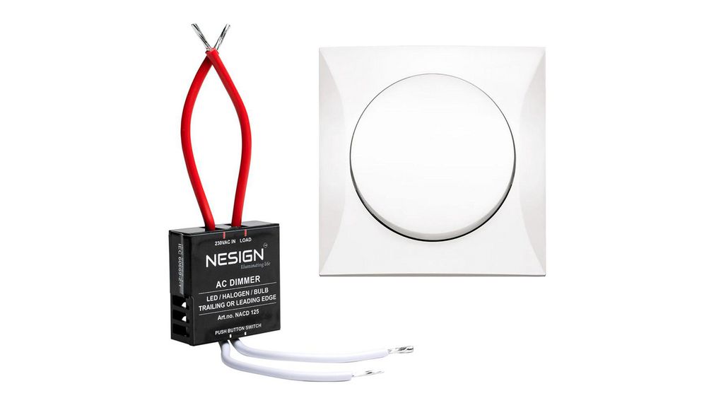 Wall Push-Button Dimmer Matte, INTEGRO, Vlakke montage, 125W, IP20, Wit